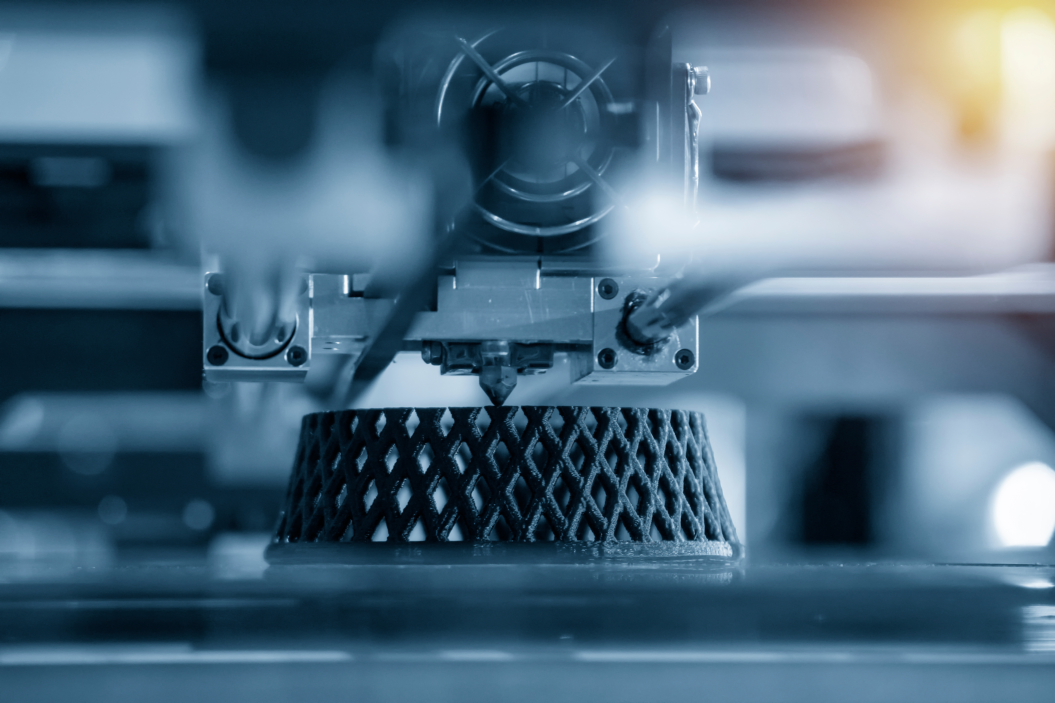 FDM 3D printing in progress on enclosed printer